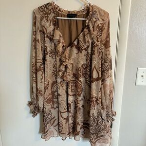 Brown House of Harlow 1960 Paisley Flowy Dress